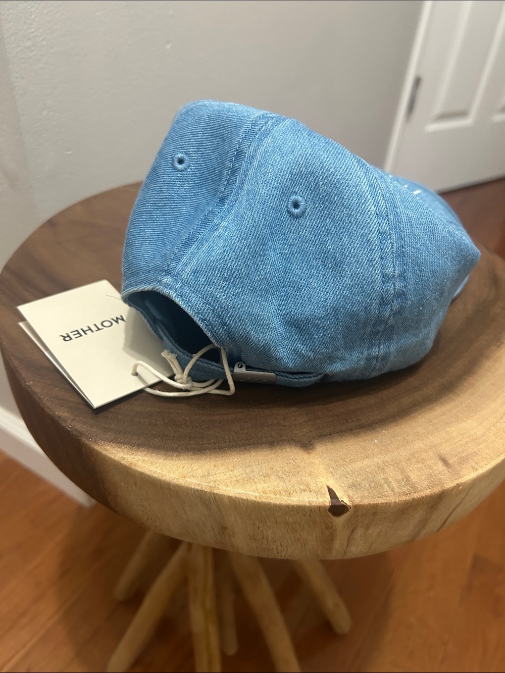 MOTHER Light Blue Denim Baseball Cap with White Script - Picture 2 of 3